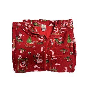 Nite Nite Munki Munki Christmas Flannel Pajama Top Red Santa Holiday L